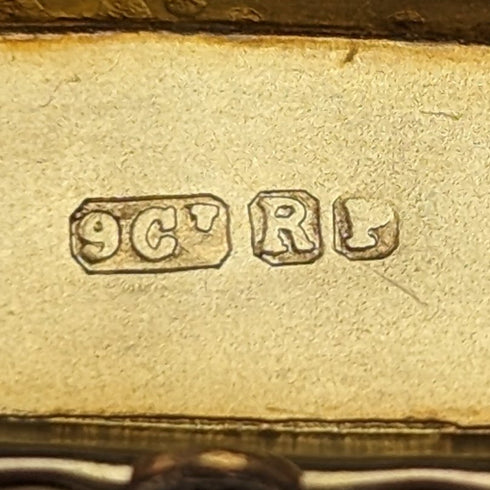 1875年頃 英国アンティーク 9ctゴールド製 小鳥装飾 ピンブローチ ケース入